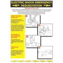 "Electric Shock Emergency Resuscitation" Safety Poster 600mm x 420mm