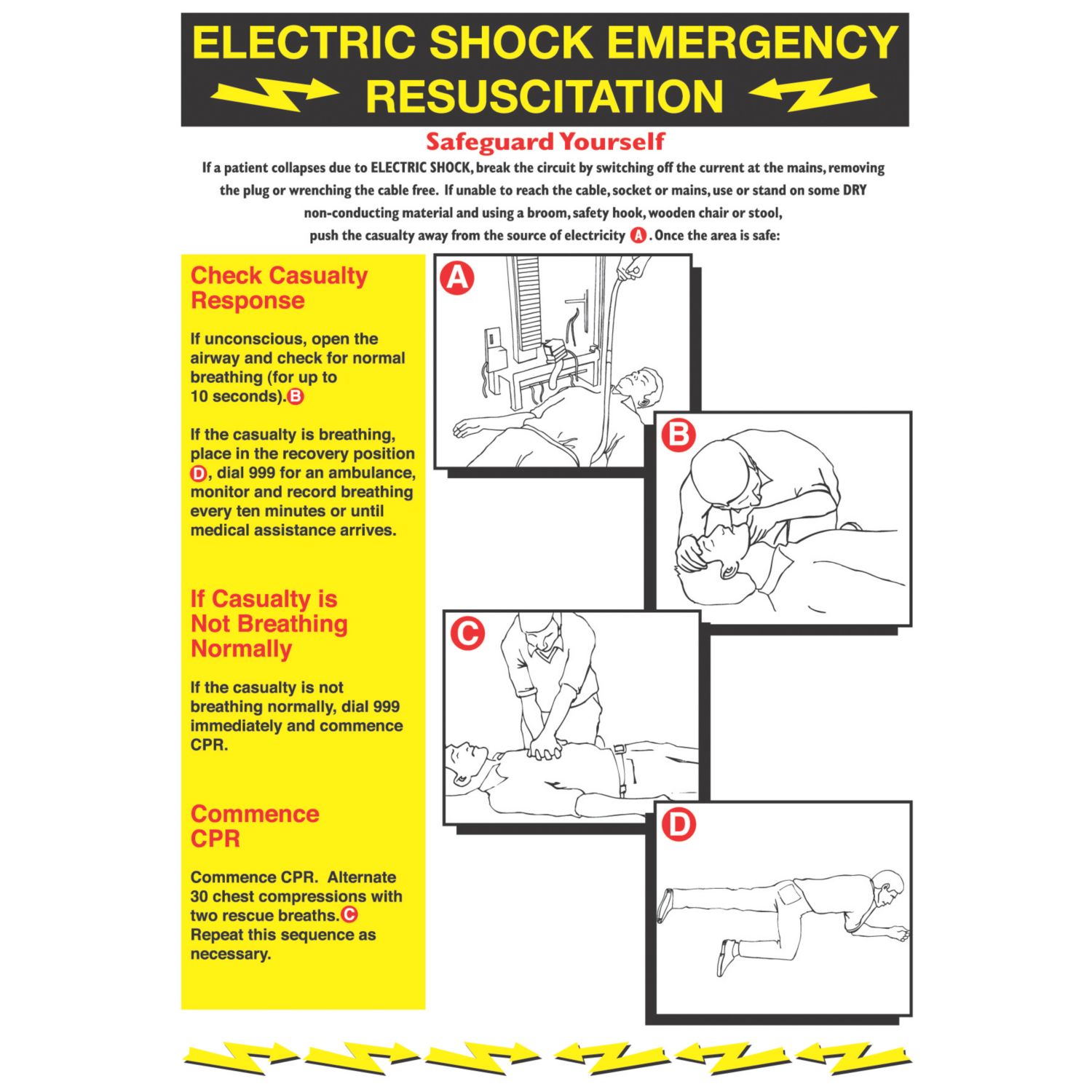 "Electric Shock Emergency Resuscitation" Safety Poster 600mm x 420mm (22907)