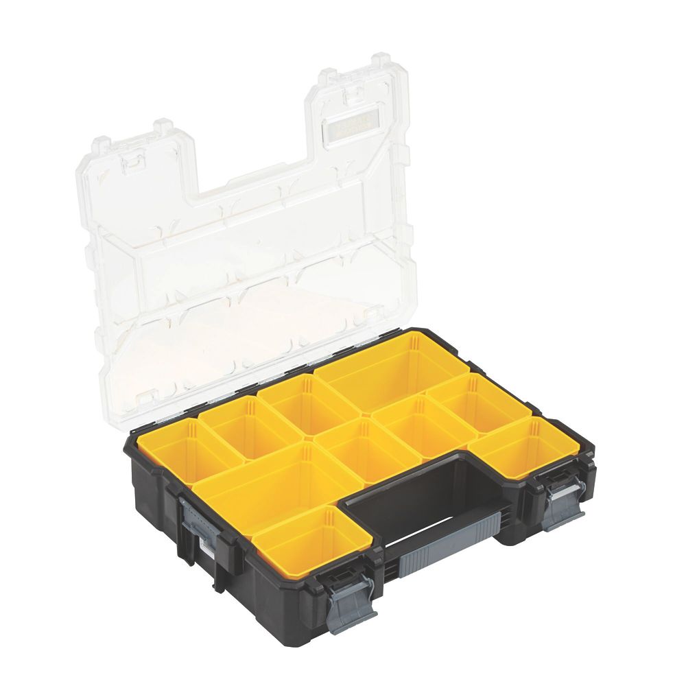 Stanley FatMax FMST82967-1 Stackable Tool Box with Transparent Lid and 10  Sorting Inserts of Different Sizes, Can be Combined with Other TSTAK Boxes  