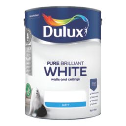 Dulux Walls & Ceilings 5Ltr Pure Brilliant White Matt Emulsion  Paint