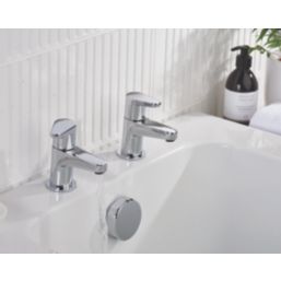 Bristan Quest Chrome 110mm Deck Mounted Lever 2 Tap Holes Bath Pillar Tap