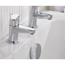 Bristan Quest Chrome 110mm Deck Mounted Lever 2 Tap Holes Bath Pillar Tap