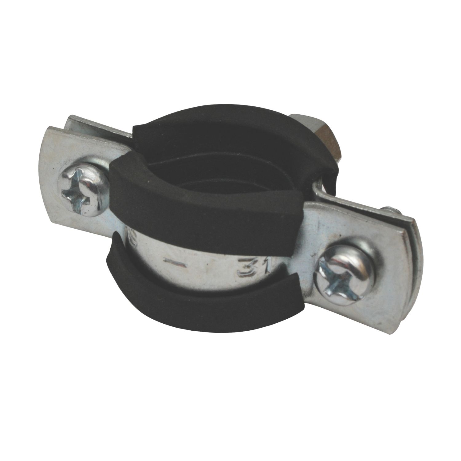 Tesla 26-31mm Rubber-Lined Pipe Clips Black/Steel 5 Pack (2298V)