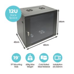 Labgear 12U Wall-Mounted Network Cabinet 600mm x 640mm