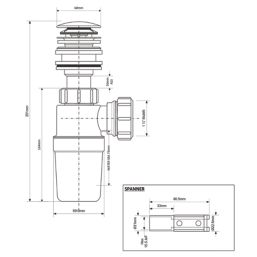 McAlpine Unslotted Pop Up All-in-One Basin Waste with Bottle Trap White 32mm