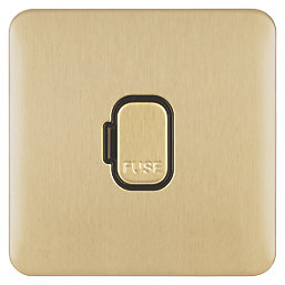 Schneider Electric Lisse Deco 13A Unswitched Fused Spur  Satin Brass with Black Inserts