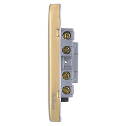 Schneider Electric Lisse Deco 13A Unswitched Fused Spur  Satin Brass with Black Inserts
