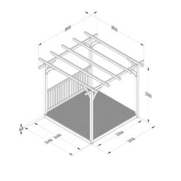 Forest Ultima 8' x 8' (Nominal) Flat Pergola & Decking Kit with 1 x Balustrade