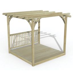 Forest Ultima 8' x 8' (Nominal) Flat Pergola & Decking Kit with 1 x Balustrade
