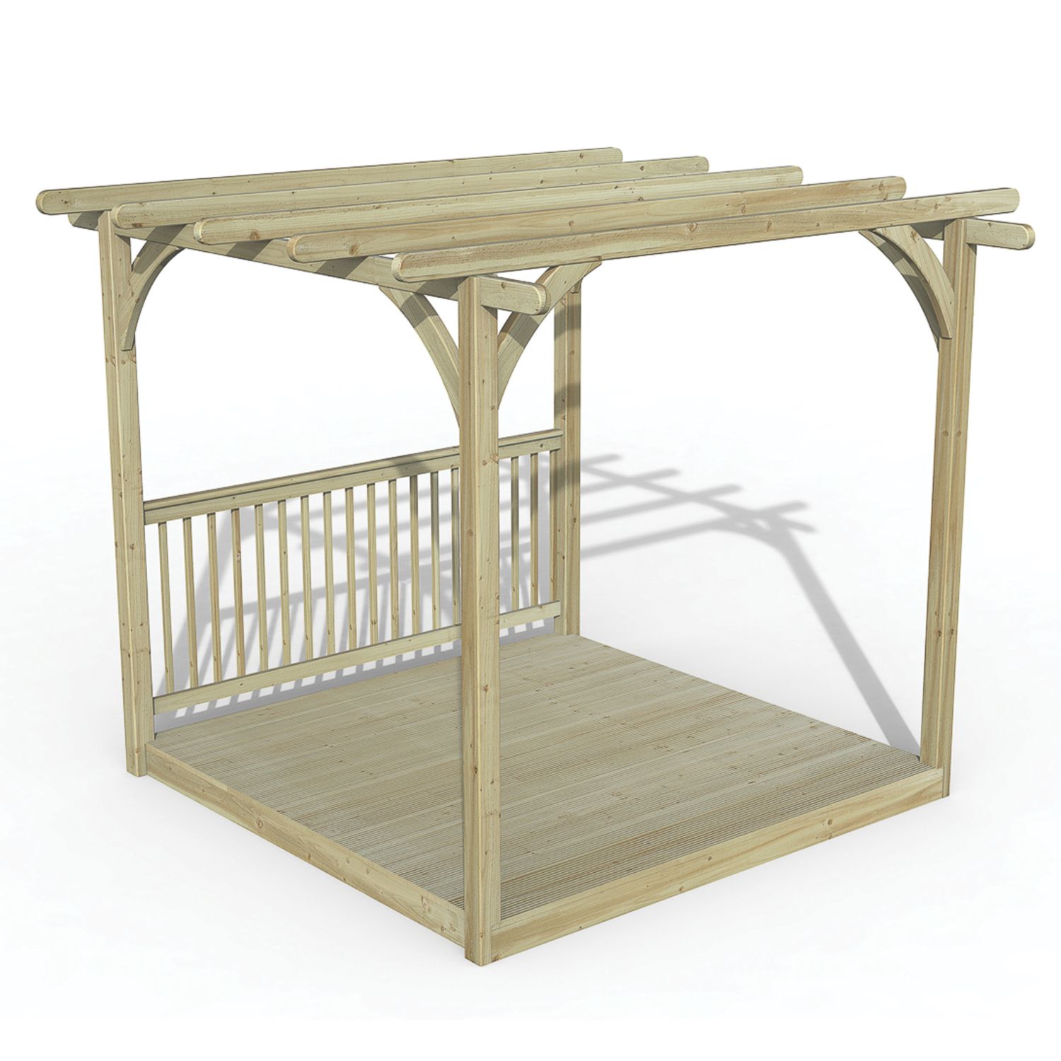 Forest Ultima 8' x 8' (Nominal) Flat Pergola & Decking Kit with 1 x Balustrade (229FL)