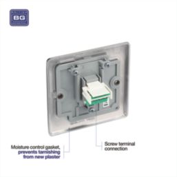 British General Nexus Metal 1-Gang RJ11 Telephone / Data Socket Black Nickel