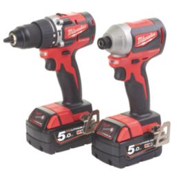 Milwaukee M18 CBLPP2A-502C 18V 2 x 5.0Ah Li-Ion RedLithium Brushless Cordless Combi Drill & Impact Driver Twin Pack