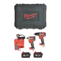 Milwaukee M18 CBLPP2A-502C 18V 2 x 5.0Ah Li-Ion RedLithium Brushless Cordless Combi Drill & Impact Driver Twin Pack