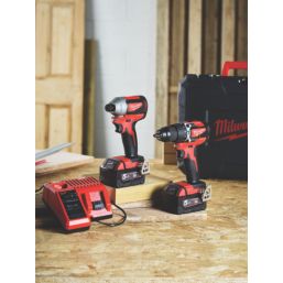 Milwaukee M18 CBLPP2A-502C 18V 2 x 5.0Ah Li-Ion RedLithium Brushless Cordless Combi Drill & Impact Driver Twin Pack