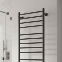 Reina 800mm x 500mm 426BTU Black Flat Electric Towel Radiator