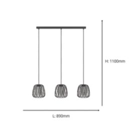 Eglo Floresta 3-Light Pendant Black