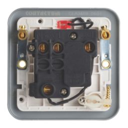 Contactum  13A Switched Metal Clad Secret Key Fused Spur & Flex Outlet with Neon  with White Inserts