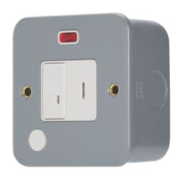 Contactum  13A Switched Metal Clad Secret Key Fused Spur & Flex Outlet with Neon  with White Inserts