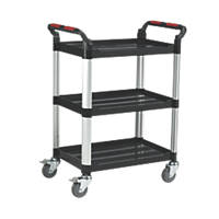 Silver & Black Premium 3-Shelf Trolley