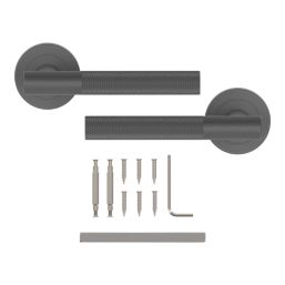 Cooke & Lewis Damgan Lever on Rose Door Handles Pair Titanium