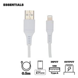 Essentials USB-A to Lightning Charging Cable 0.5m