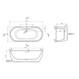 Essentials Maine  Double-Ended Bath Acrylic No Tap Holes 1655mm x 745mm