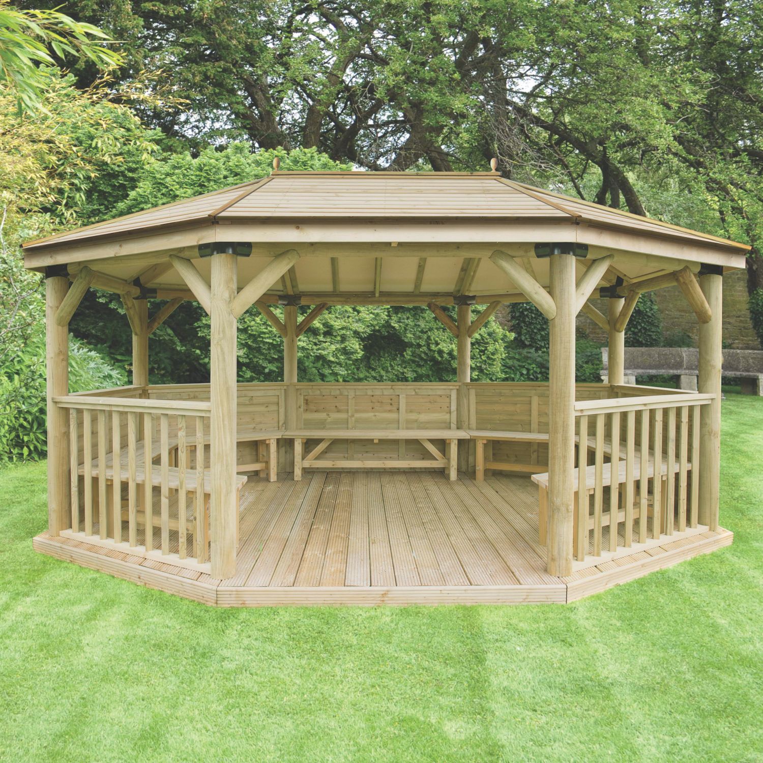 Forest POG51MTTFIN 17' x 12' 6" (Nominal) Hip Timber Gazebo with Assembly (230JG)