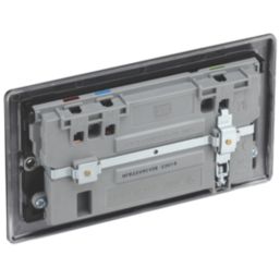 British General Nexus Metal 13A 2-Gang SP Switched Socket + 3A 45W 2-Outlet Type A & C USB Charger Matt Black with Black Inserts