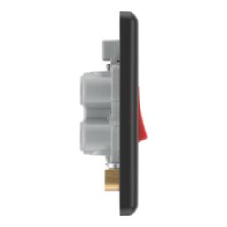 LAP  45A 1-Gang 2-Pole Cooker Switch Matt Black with LED with Red Inserts
