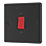 LAP  45A 1-Gang 2-Pole Cooker Switch Matt Black with LED with Red Inserts
