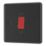 LAP  45A 1-Gang 2-Pole Cooker Switch Matt Black with LED with Red Inserts
