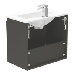 Newland  Double Door Wall-Mounted Vanity Unit with Basin Matt Midnight Mist 500mm x 370mm x 540mm