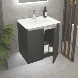 Newland  Double Door Wall-Mounted Vanity Unit with Basin Matt Midnight Mist 500mm x 370mm x 540mm