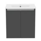 Newland  Double Door Wall-Mounted Vanity Unit with Basin Matt Midnight Mist 500mm x 370mm x 540mm