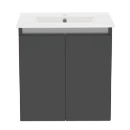 Newland  Double Door Wall-Mounted Vanity Unit with Basin Matt Midnight Mist 500mm x 370mm x 540mm