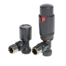 Towelrads  15mm x 1/2" Anthracite Angled Modern Thermostatic Radiator Valve & Lockshield