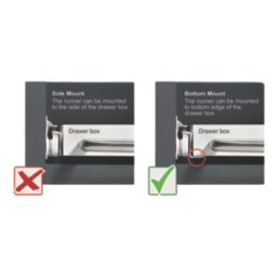 Essentials White Bottom Fix Self-Closing Roller Drawer Runners 400mm 2 Pack