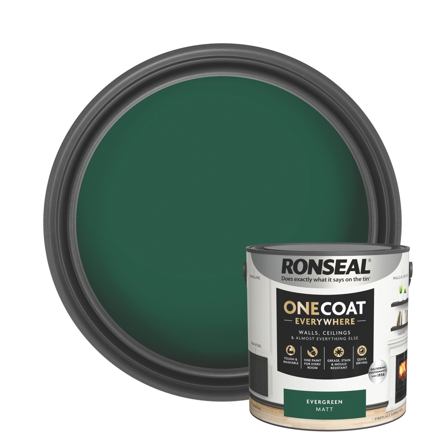Ronseal 2.5Ltr Evergreen Matt Emulsion Multi Surface Paint (231CE)