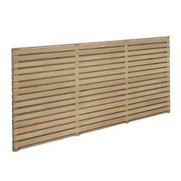 Forest  Double-Slatted  Fence Panels Natural Timber 6' x 3' Pack of 5