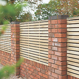 Forest  Double-Slatted  Fence Panels Natural Timber 6' x 3' Pack of 5
