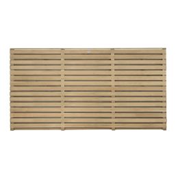 Forest  Double-Slatted  Fence Panels Natural Timber 6' x 3' Pack of 5