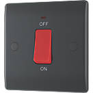 British General Part M 45A 1-Gang DP Cooker Switch Charcoal with LED