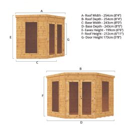 Mercia Premier Corner 8' x 8' (Nominal) Pent Timber Summerhouse