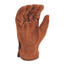 Stanley Split Cowhide Leather Driver Gloves Brown Large