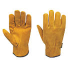 Stanley  Split Cowhide Leather Driver Gloves Brown Large