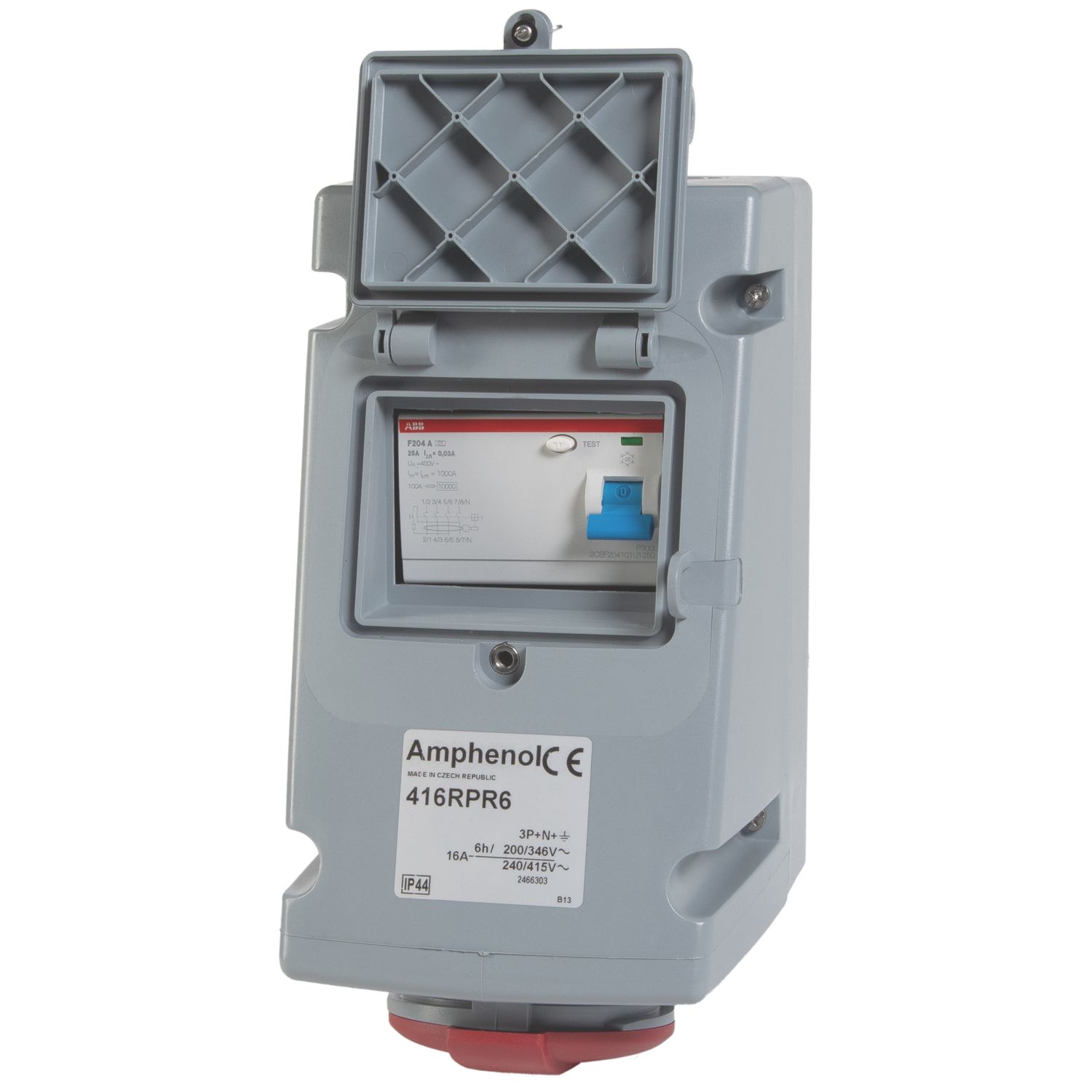 Amphenol 16A 3P+N+E Socket with 25A RCD 240/415V (2329F)