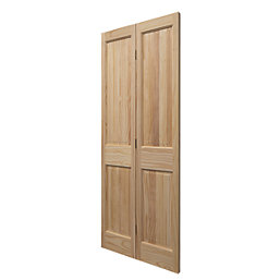 Unfinished Pine Wooden 4-Panel Internal Bi-Fold Victorian-Style Door 1981mm x 762mm