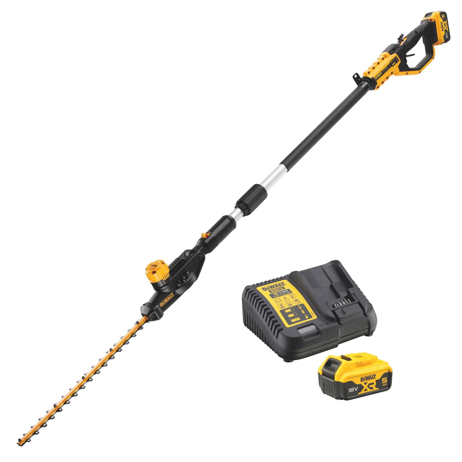 DeWalt DCMPH566P1-GB 55cm 18V 1 x 5.0Ah Li-Ion XR Cordless Pole Hedge Trimmer (232JL)