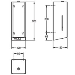 Exos Battery-Powered Touch-Free  Sanitiser Dispenser Satin Finish 325mm x 120mm