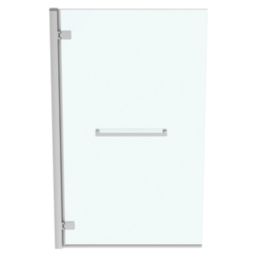 Ideal Standard i.life Frameless Silver Hinged Bath Screen w/ Towel Rail Left-Handed 900-925mm x 1505mm